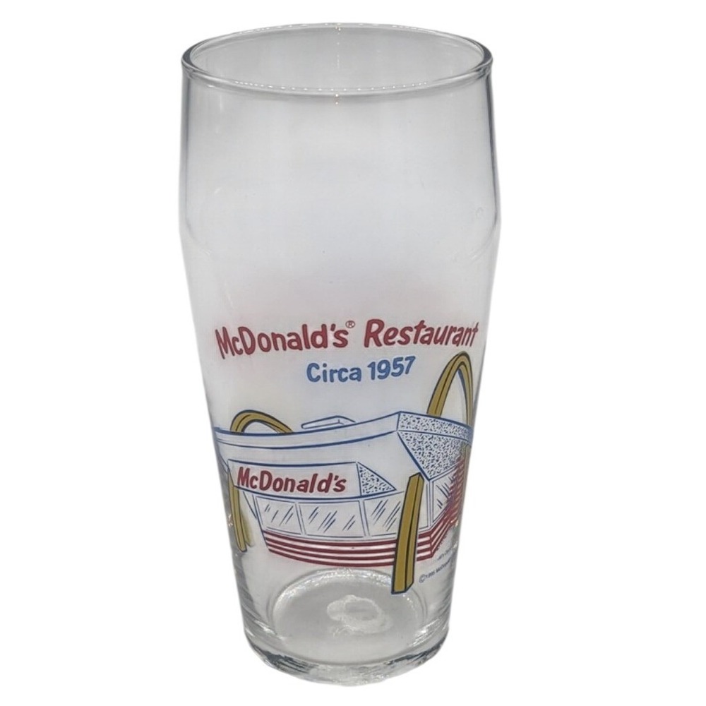 Vintage 1995 McDonalds Restaurant Circa 1957 Collector Glass Tumbler Clear